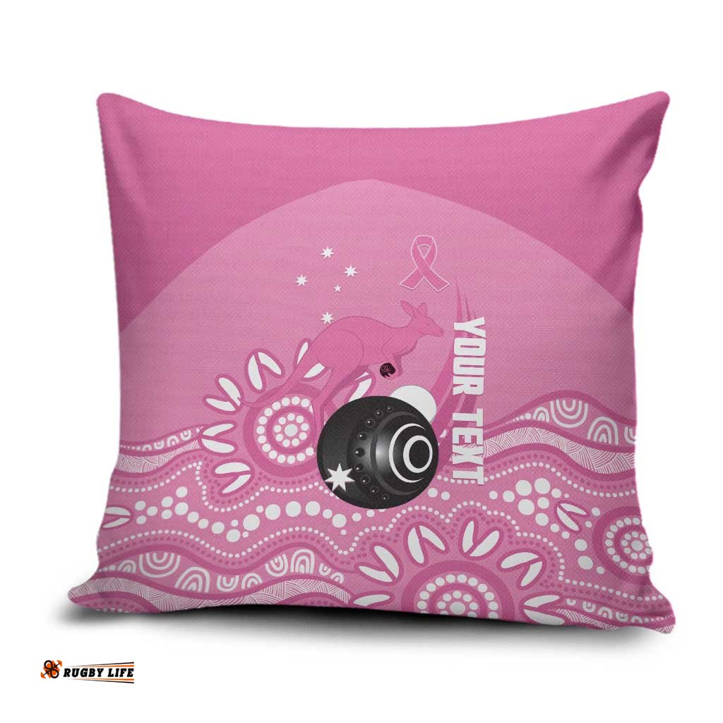 Custom Bowls Australia Breast Cancer Pillow Cover Pink Ribbon Kangaroo Aboriginal Art LT14