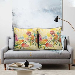 Birds and Floral Aussie Lorikeet Pillow Cover Pastel Yellow LT7