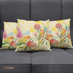 Birds and Floral Aussie Lorikeet Pillow Cover Pastel Yellow LT7