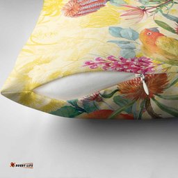 Birds and Floral Aussie Lorikeet Pillow Cover Pastel Yellow LT7