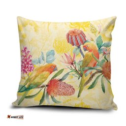 Birds and Floral Aussie Lorikeet Pillow Cover Pastel Yellow LT7