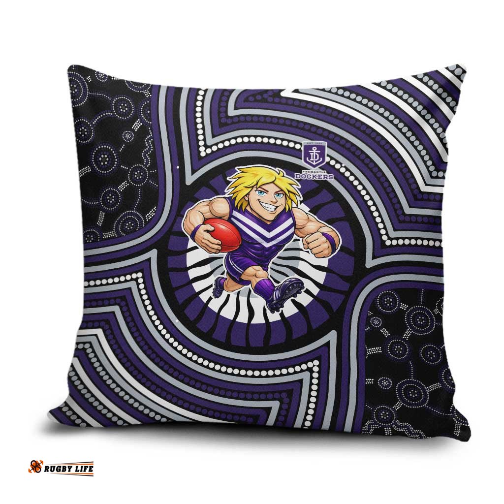 Fremantle Dockers Pillow Cover Indigenous Monochrome Dot Art Mascot Style TS04