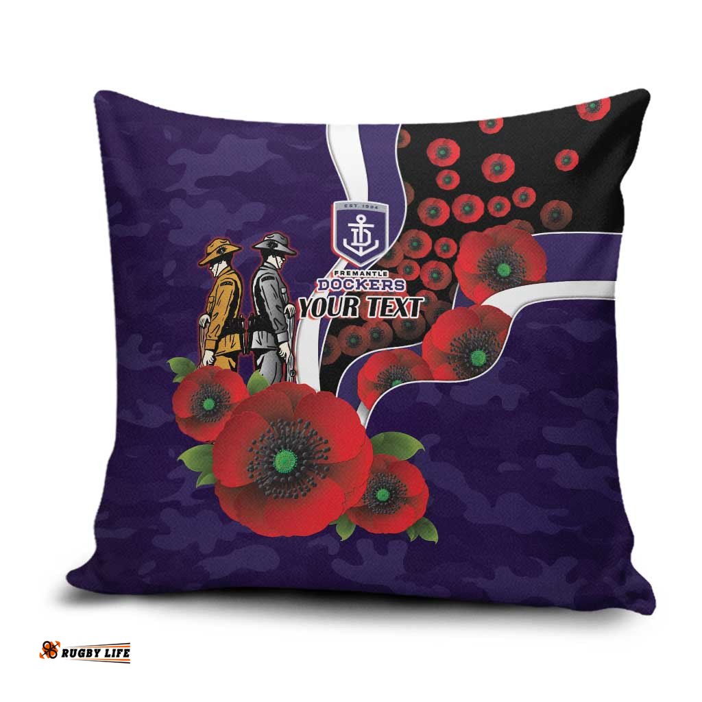 Fremantle Dockers ANZAC Personalised Pillow Cover Lest We Forget Poppy Camo LT9