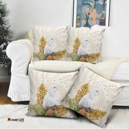 Australia Little Corella Pillow Cover Cacatua Sanguinea Western Grevillea Aboriginal Art LT14