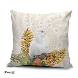 Australia Little Corella Pillow Cover Cacatua Sanguinea Western Grevillea Aboriginal Art LT14