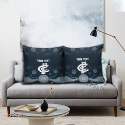 Custom Carlton Football Pillow Cover Go Blues Aboriginal Art LT14