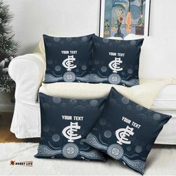 Custom Carlton Football Pillow Cover Go Blues Aboriginal Art LT14