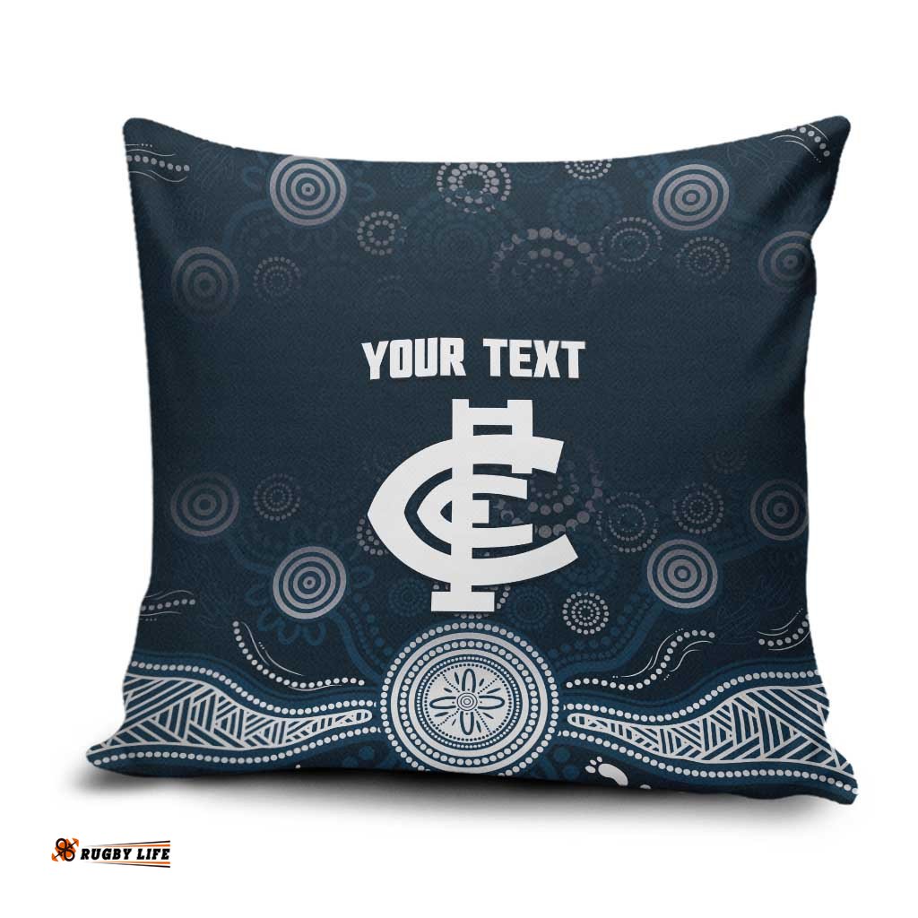 Custom Carlton Football Pillow Cover Go Blues Aboriginal Art LT14