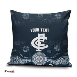 Custom Carlton Football Pillow Cover Go Blues Aboriginal Art LT14