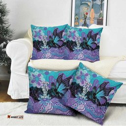 Australia Indigenous Teal Purple Contemporary Aboriginal Art Pillow Cover Hope Is Real LT7