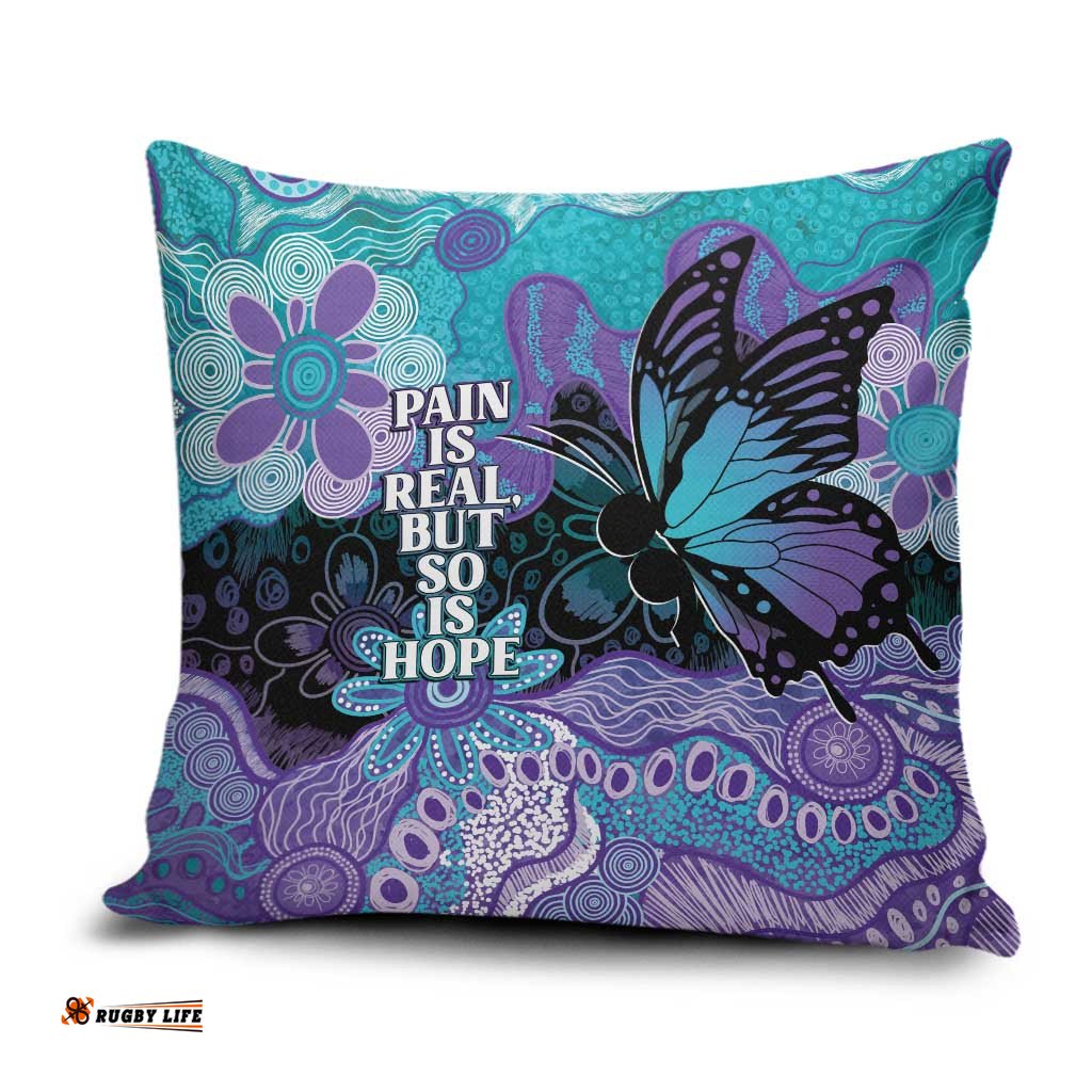 Australia Indigenous Teal Purple Contemporary Aboriginal Art Pillow Cover Hope Is Real LT7