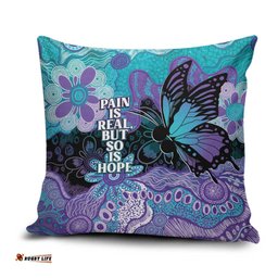 Australia Indigenous Teal Purple Contemporary Aboriginal Art Pillow Cover Hope Is Real LT7
