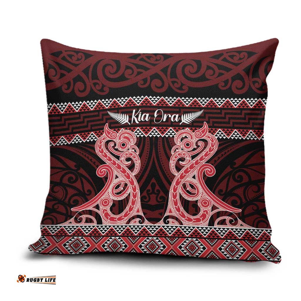 Kia Ora New Zealand Pillow Cover Maori Language Week Whero Taniko Motif LT14