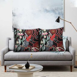 Gang-gang Cockatoo Australia Pillow Cover Eucalyptus Blossoms Aboriginal Art LT14