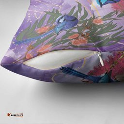 Australia Splendid Fairy Wren on Eucalyptus Pillow Cover Epilepsy Awareness LT7