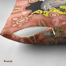Australia Tawny Frogmouth Pillow Cover Golden Wattle Banksia Aboriginal Art LT14