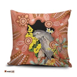 Australia Tawny Frogmouth Pillow Cover Golden Wattle Banksia Aboriginal Art LT14