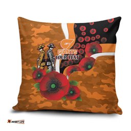 Greater Giants ANZAC Personalised Pillow Cover Lest We Forget Poppy Camo LT9