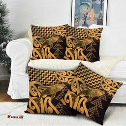 Humpback Whale Matariki New Zealand Pillow Cover NZ Maori Paikea Poutama Luxury Gold LT14