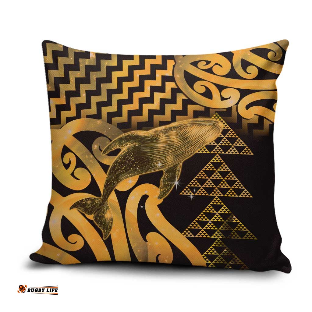 Humpback Whale Matariki New Zealand Pillow Cover NZ Maori Paikea Poutama Luxury Gold LT14