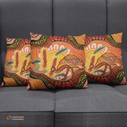 Indigenous Emu Australia Pillow Cover Australian Bottlebrushes Aboriginal Art Proud LT14