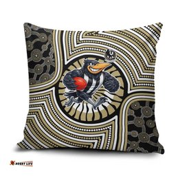 Collingwood Football Club Pillow Cover Indigenous Monochrome Dot Art Mascot Style TS04
