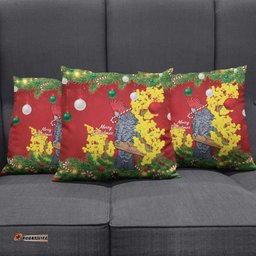 Australia Gang-gang Cockatoo Christmas Pillow Cover Callocephalon Fimbriatum Golden Wattle Red LT14