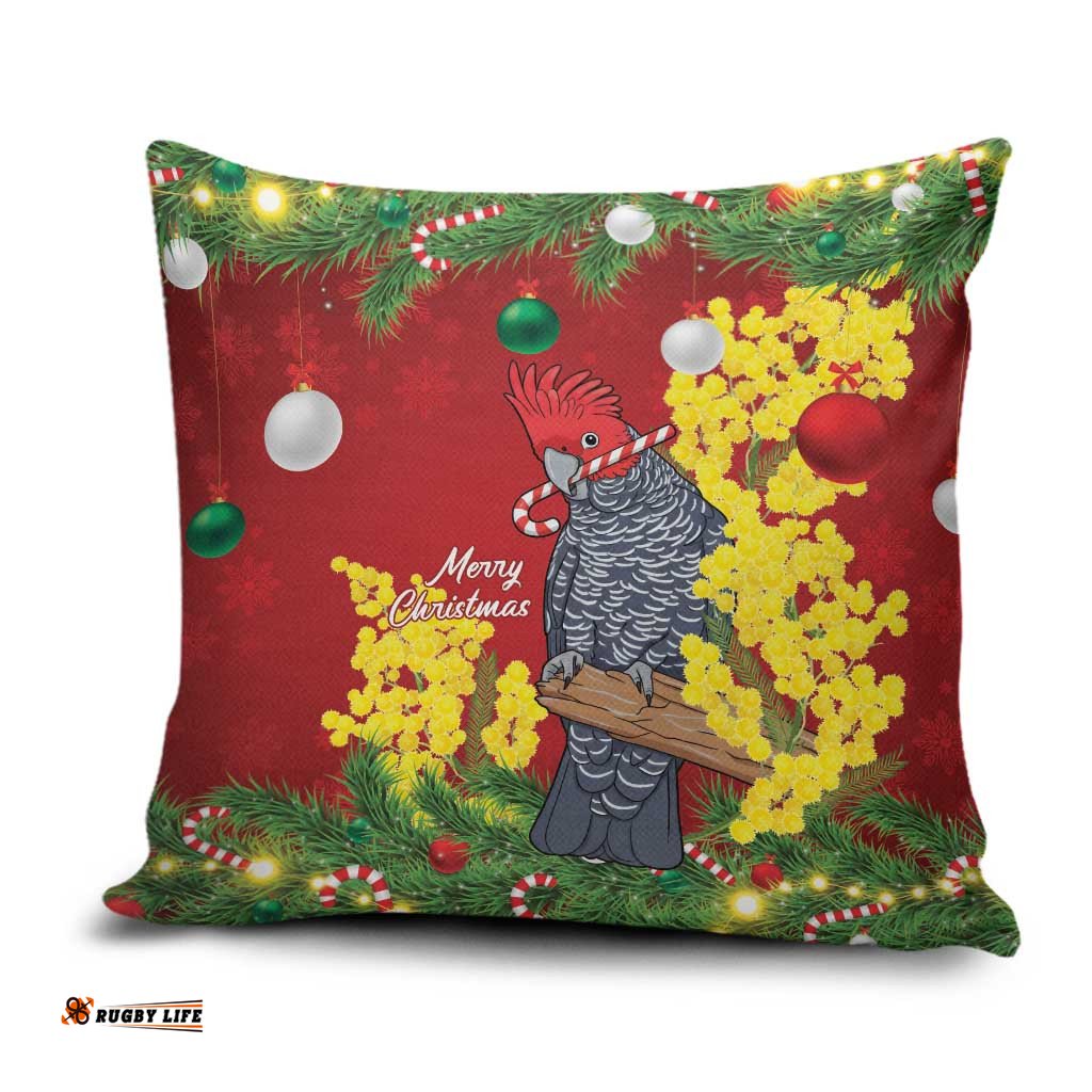 Australia Gang-gang Cockatoo Christmas Pillow Cover Callocephalon Fimbriatum Golden Wattle Red LT14