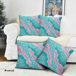 Hereditary Cancer Awareness Australia Indigenous Pillow Cover Pink and Teal LT7