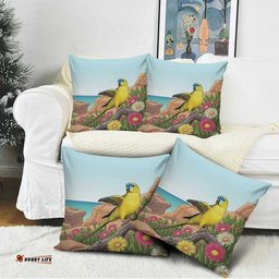 Australia Rock Parrot Pillow Cover Pigface Carpobrotus Rocky Island Vibes LT14