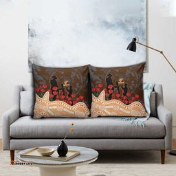 GWS Giants ANZAC Day Pillow Cover Indigenous Dot Art with Poppy Flower Tribute TS04
