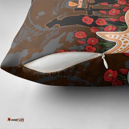 GWS Giants ANZAC Day Pillow Cover Indigenous Dot Art with Poppy Flower Tribute TS04