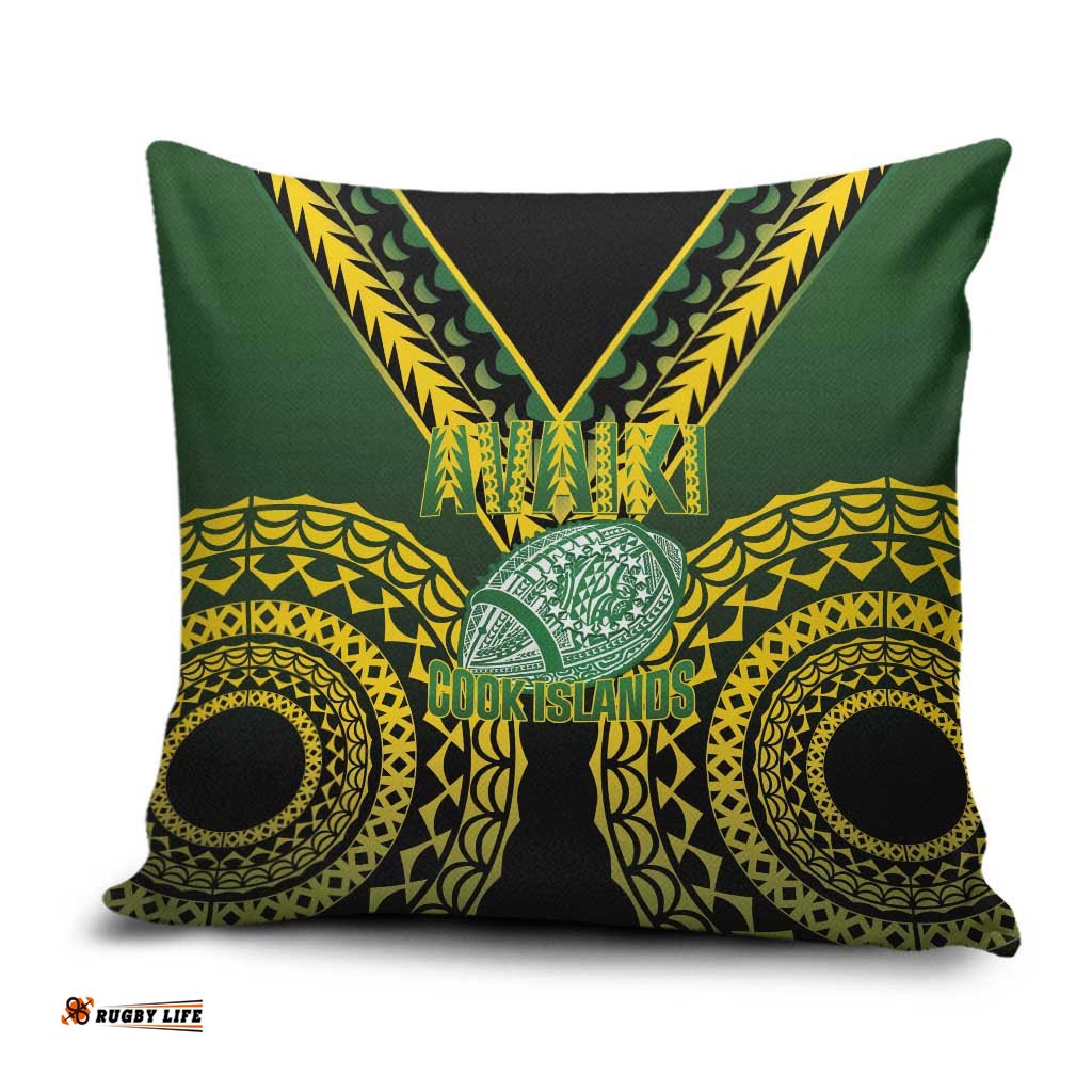 Avaiki Cook Islands Rugby Pillow Cover Kuki Airani Tatau Black LT14