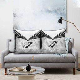 Custom New Zealand Silver Fern Football Pillow Cover Go Aotearoa Grunge White LT14