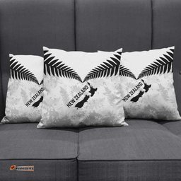Custom New Zealand Silver Fern Football Pillow Cover Go Aotearoa Grunge White LT14