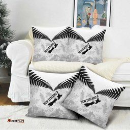 Custom New Zealand Silver Fern Football Pillow Cover Go Aotearoa Grunge White LT14