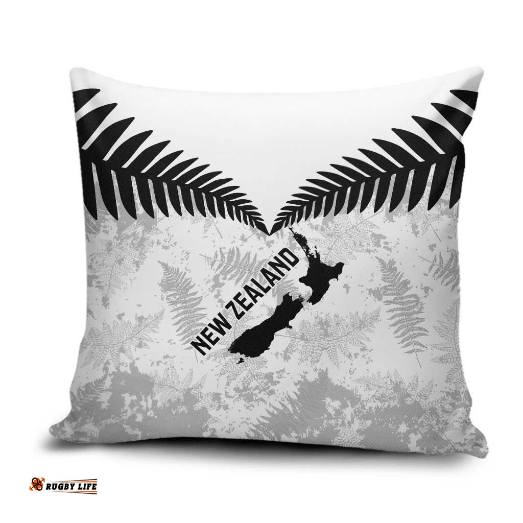 Custom New Zealand Silver Fern Football Pillow Cover Go Aotearoa Grunge White LT14