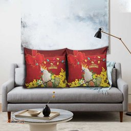 Australia Sulphur-crested Cockatoo Christmas Pillow Cover Aussie Native Flowers Merry Xmas LT14