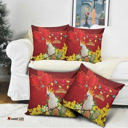 Australia Sulphur-crested Cockatoo Christmas Pillow Cover Aussie Native Flowers Merry Xmas LT14