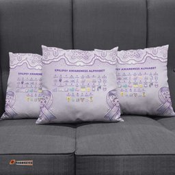Epilepsy Awareness Alphabet Pillow Cover Purple Ribbon Butterfly Cute Style DT05