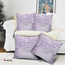 Epilepsy Awareness Alphabet Pillow Cover Purple Ribbon Butterfly Cute Style DT05