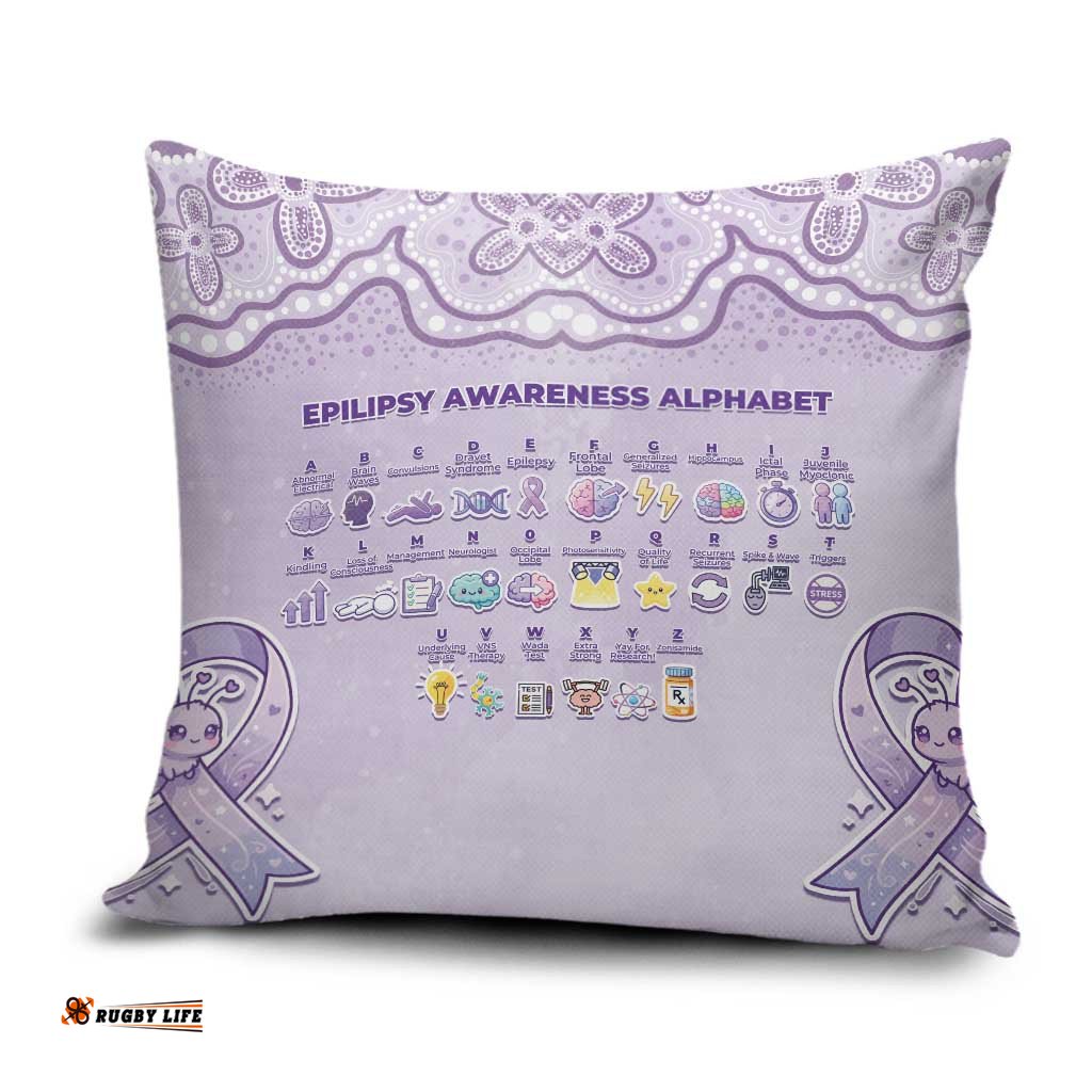 Epilepsy Awareness Alphabet Pillow Cover Purple Ribbon Butterfly Cute Style DT05