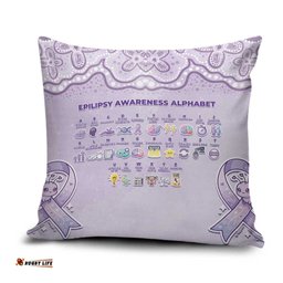 Epilepsy Awareness Alphabet Pillow Cover Purple Ribbon Butterfly Cute Style DT05