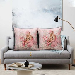Breast Cancer Awareness Pillow Cover Mother Kangaroo And Ribbon Hope DT05
