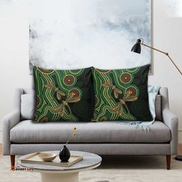 Green Indigenous Dragonfly Australia Pillow Cover Aboriginal Art LT14