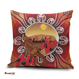 Indigenous Goanna Australia Pillow Cover Aussie Uluru Ayers Rock Sturt's Desert Pea LT14
