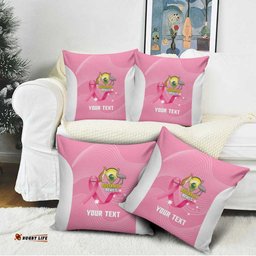 Custom Bowls Australia Breast Cancer Pillow Cover Pink Ribbon Aussie Map With Kangaroo Emu LT14
