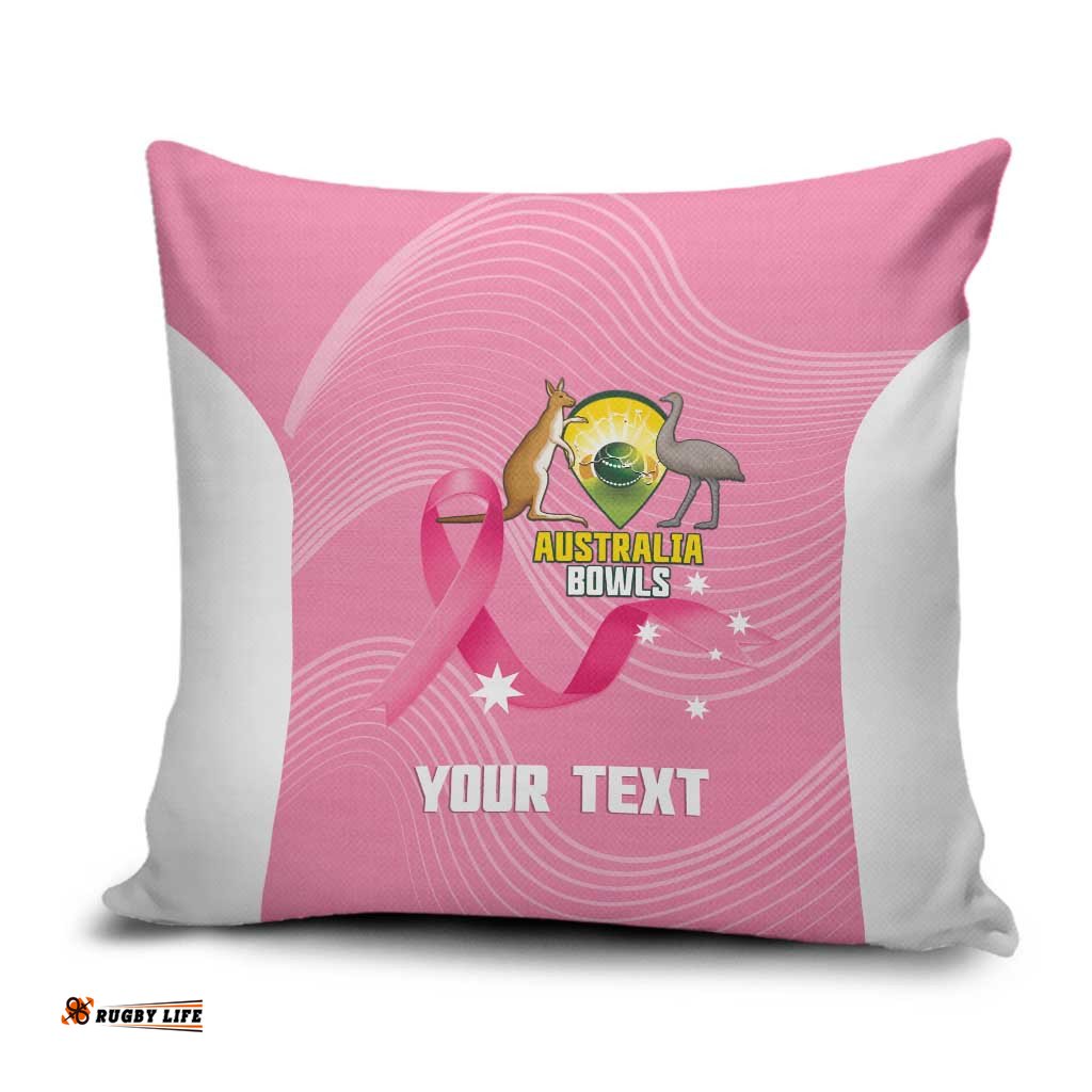 Custom Bowls Australia Breast Cancer Pillow Cover Pink Ribbon Aussie Map With Kangaroo Emu LT14