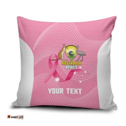 Custom Bowls Australia Breast Cancer Pillow Cover Pink Ribbon Aussie Map With Kangaroo Emu LT14