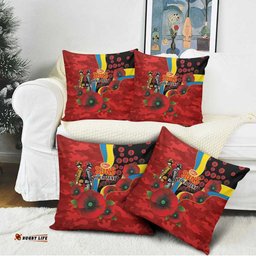 Gold Suns ANZAC Personalised Pillow Cover Lest We Forget Poppy Camo LT9